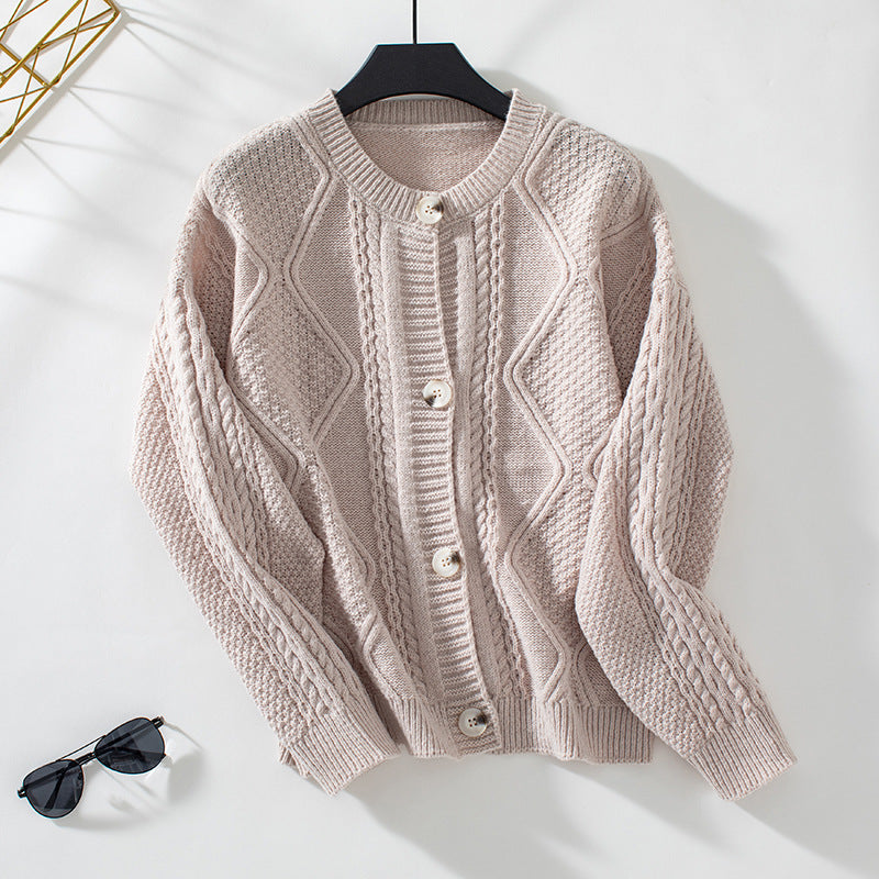 Cardigan Casual a Costine con Chiusura a Bottone per Donne