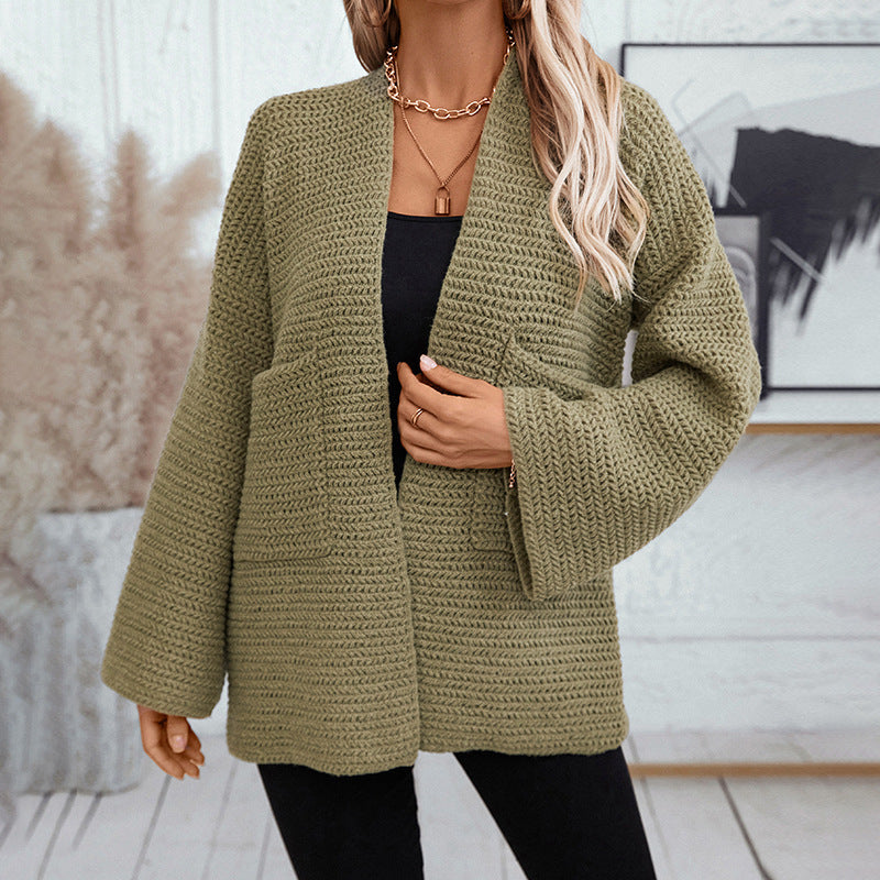 Gilet in tinta unita per donne con scollo a V lungo