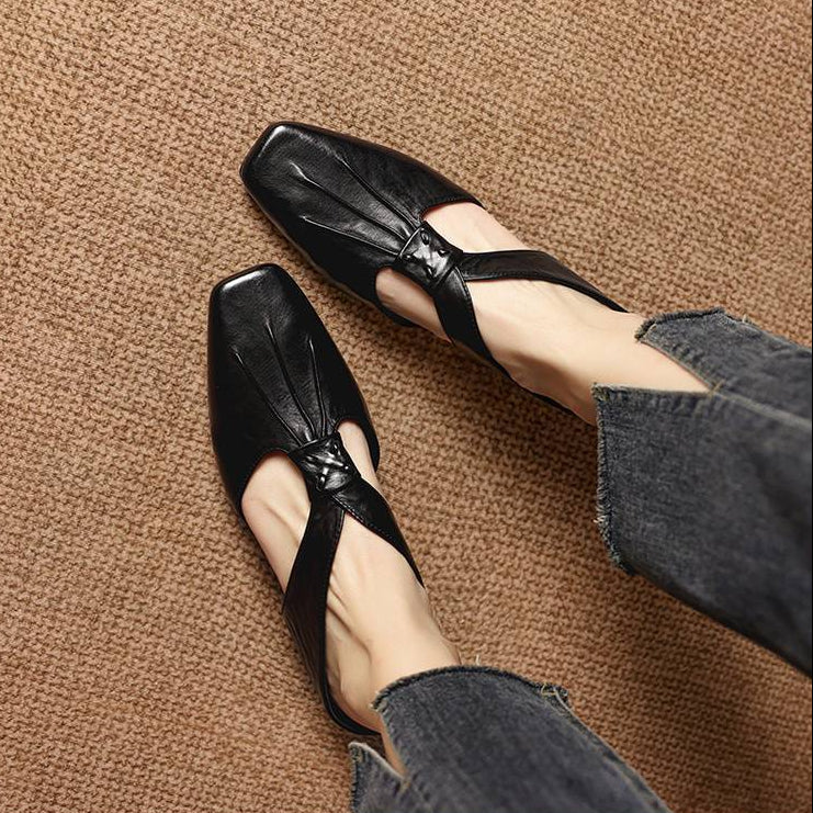 Olene | Mule con Punta Quadrata in Pelle Vera