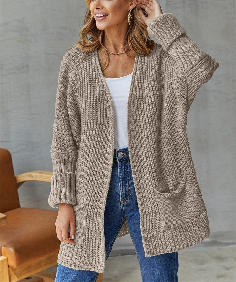 Cardigan Vintage Lungo a Maniche Lunghe per Donne