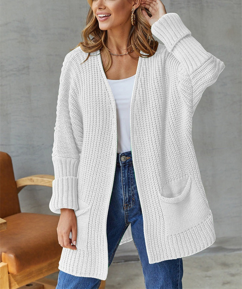 Cardigan Vintage Lungo a Maniche Lunghe per Donne