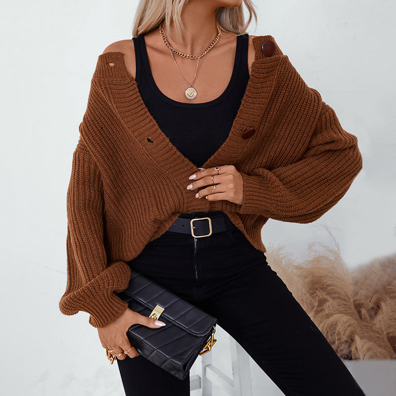 Gilet A Maglia Con Bottoni Per Donne