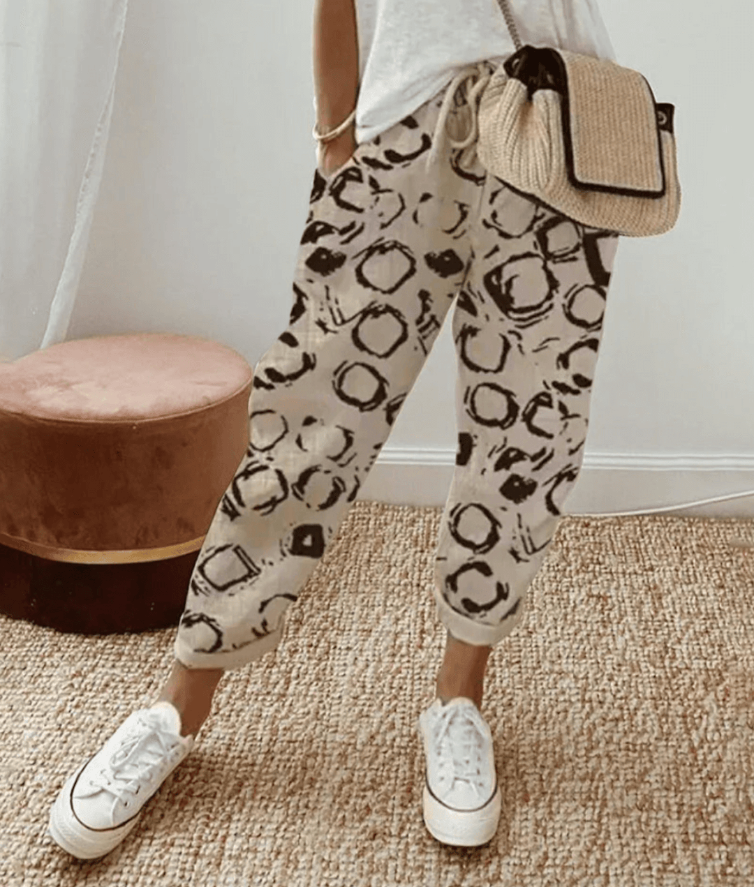 Elle™ | Pantaloni con Vita Comoda e Fit Flattering con Stampa
