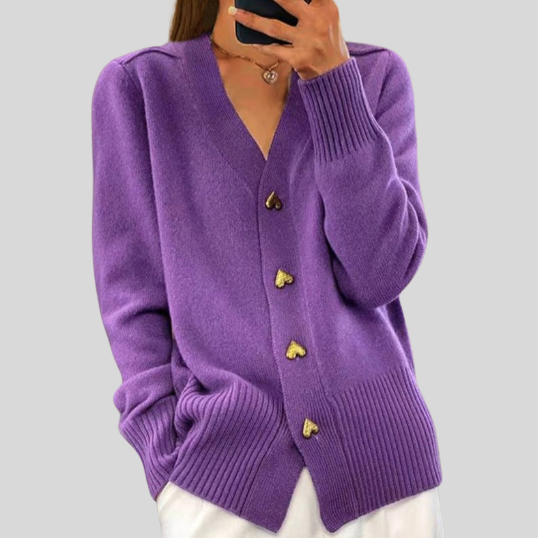 Veronica | Cardigan con Bottoni a Cuore – Lucia Toscana