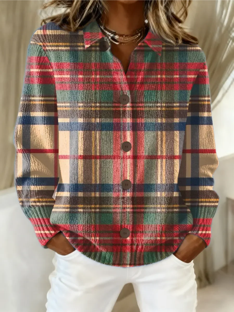 Gloria | Cardigan a Quadri Multicolore con Bottoni