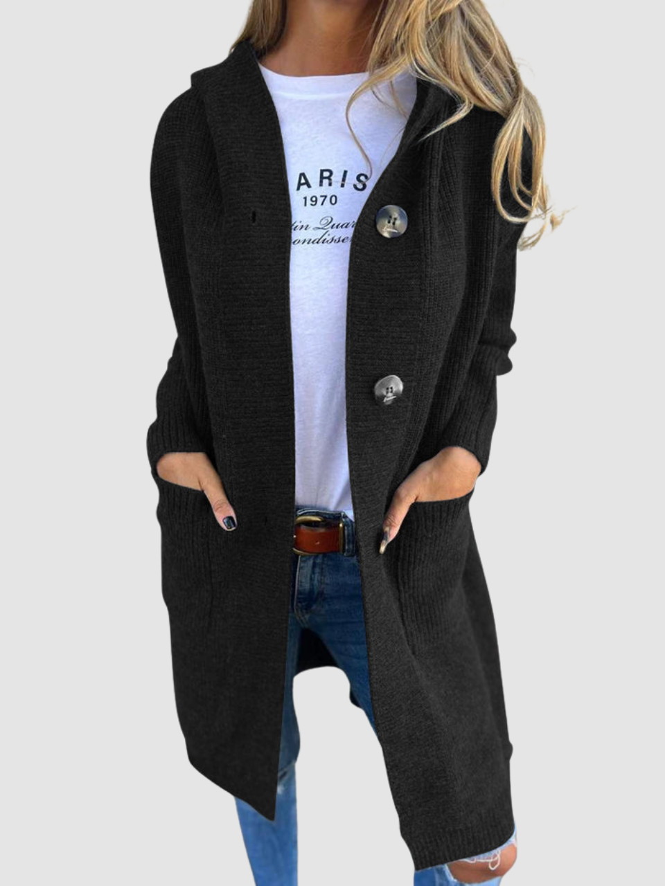 Loredana | Cardigan Lungo con Tasche – Lucia Toscana