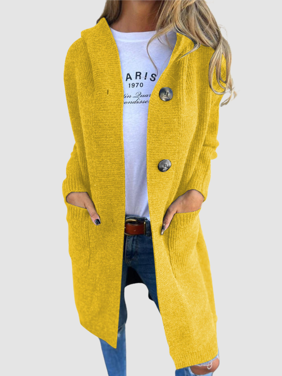 Loredana | Cardigan Lungo con Tasche – Lucia Toscana