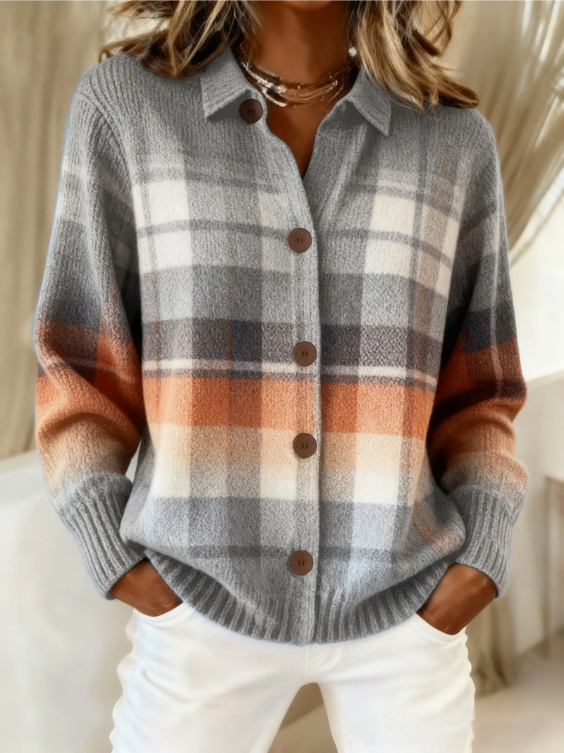 Laverne™ | Cardigan a Quadri Ombre Caldo