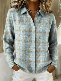 Clara | Cardigan a Quadri Blu Cielo