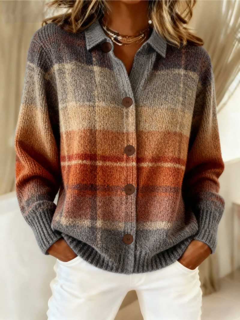 Pluma™ | Cardigan a quadri ombre autunnali