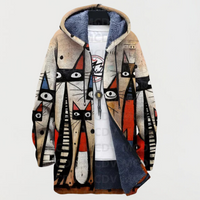 Ellis | Cappotto Astratto con Stampa di Gatto