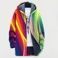 Cameron | Felpa con Cappuccio a Strisce Arcobaleno