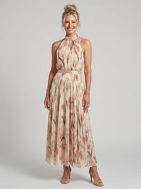 Abito Midi Floreale con Collo Halter Aurelle™