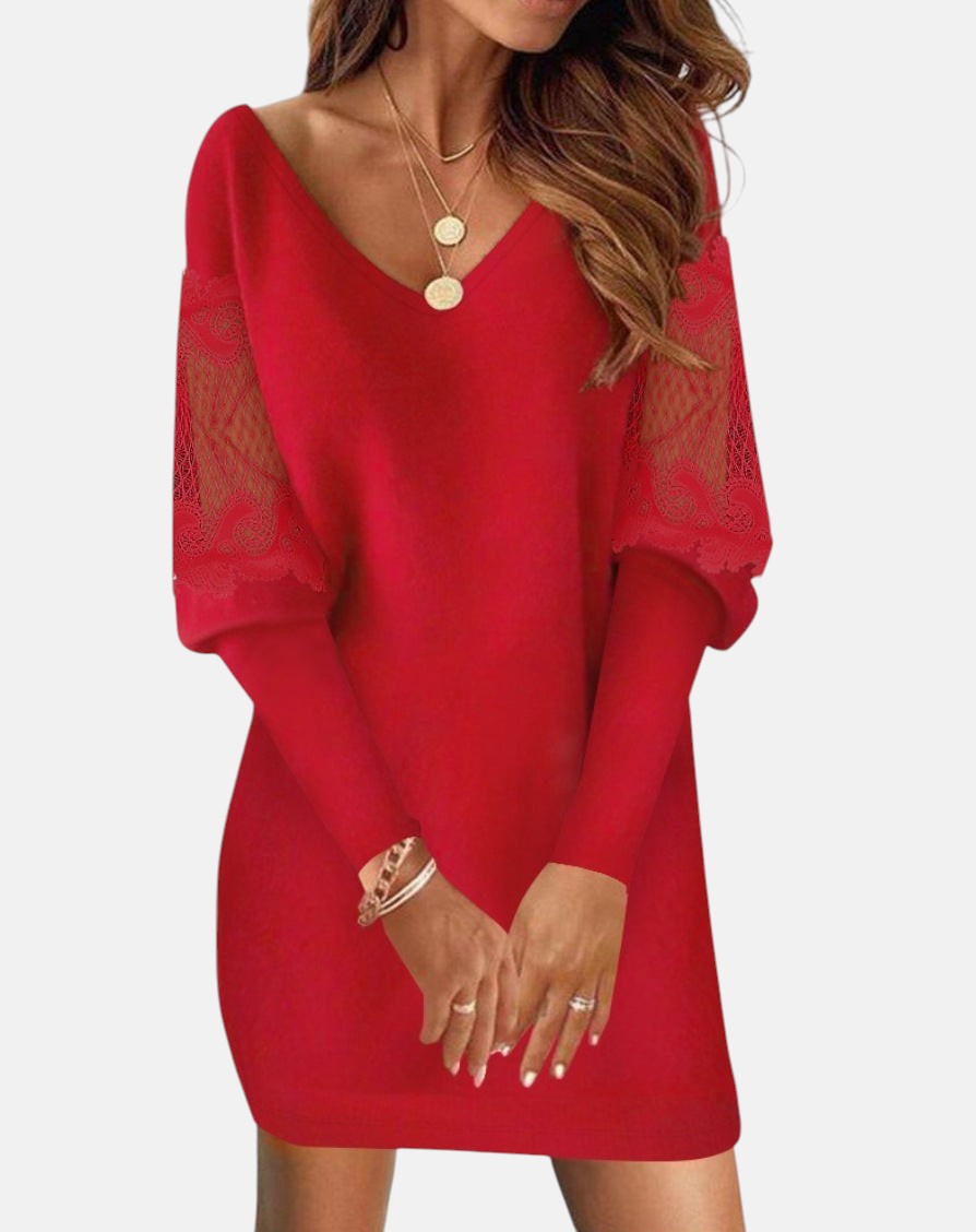 Noémie | Abito Elegante da Donna in Pizzo con Scollatura a V