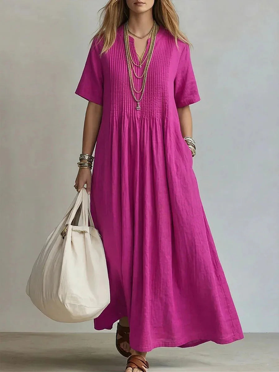 WREN | Abito Maxi Blu a Maniche Corte