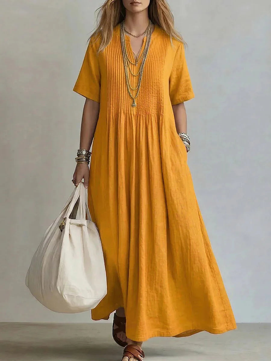 WREN | Abito Maxi Blu a Maniche Corte