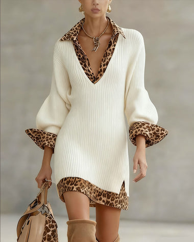 Laurena™ Abito Elegante con Leopardo