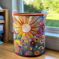 Cesto per la Biancheria in Fiore di Girasole | Cesto da Lavanderia Fatti a Mano