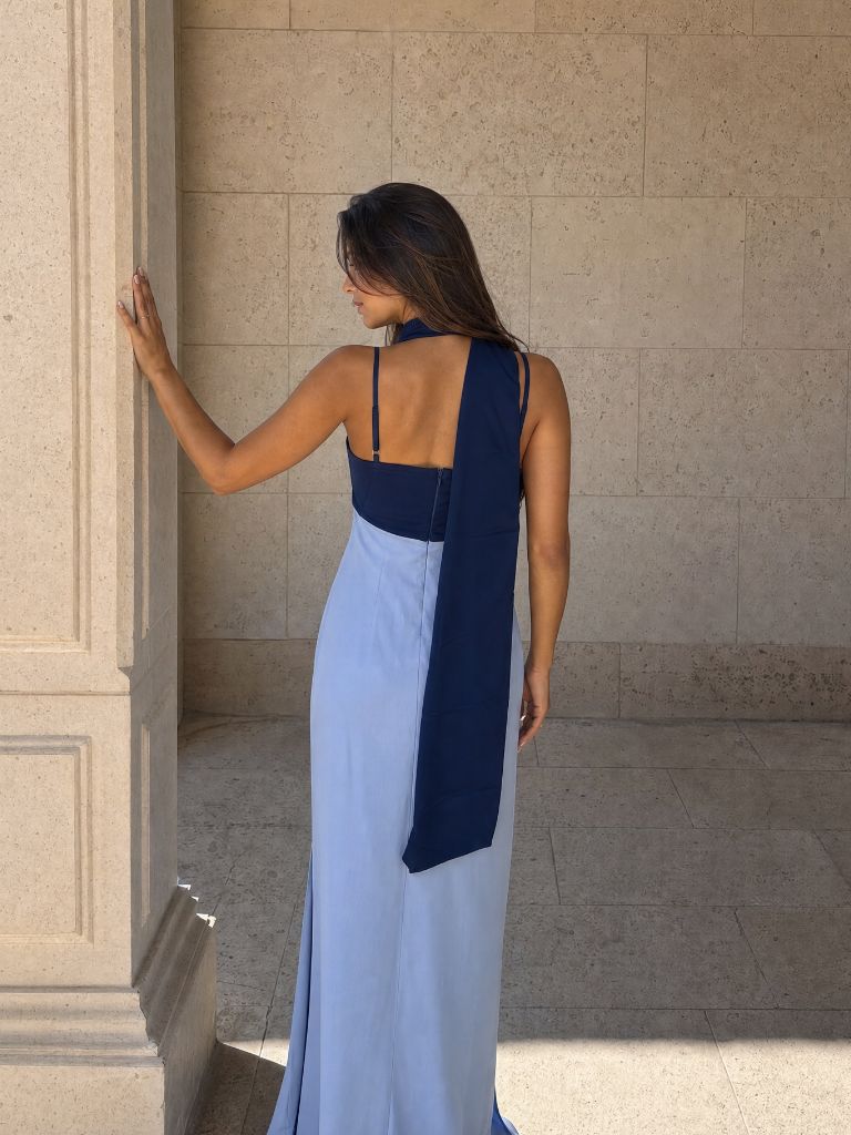 Riviera | Abito Lungo Azzurro e Blu Navy