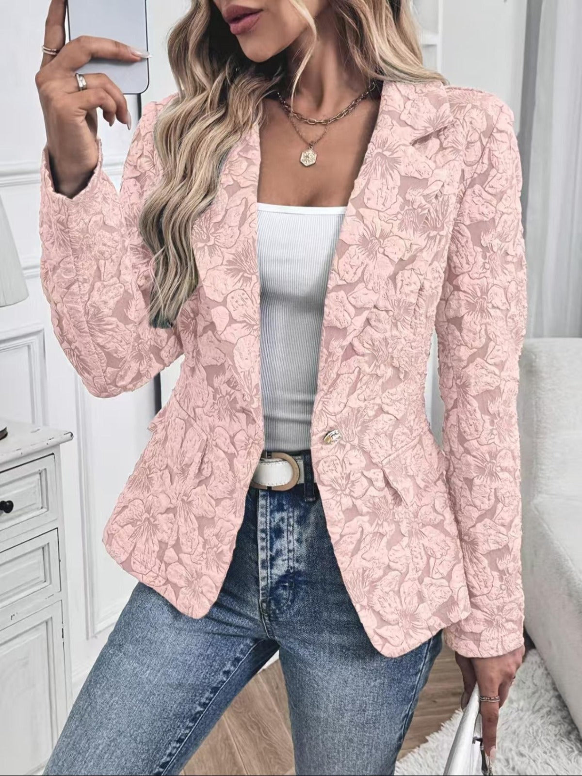 Blazer Fitted Jacquard Paisley da Donna