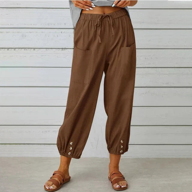 Lena™ | Pantaloni Relaxed a Vita Alta
