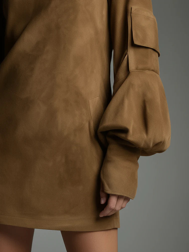 Acquista | Abito mini in suede morbido con collo alto