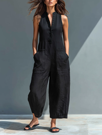 Harlow | Tuta in Cotone con Pantaloni Larghi e Bottoni