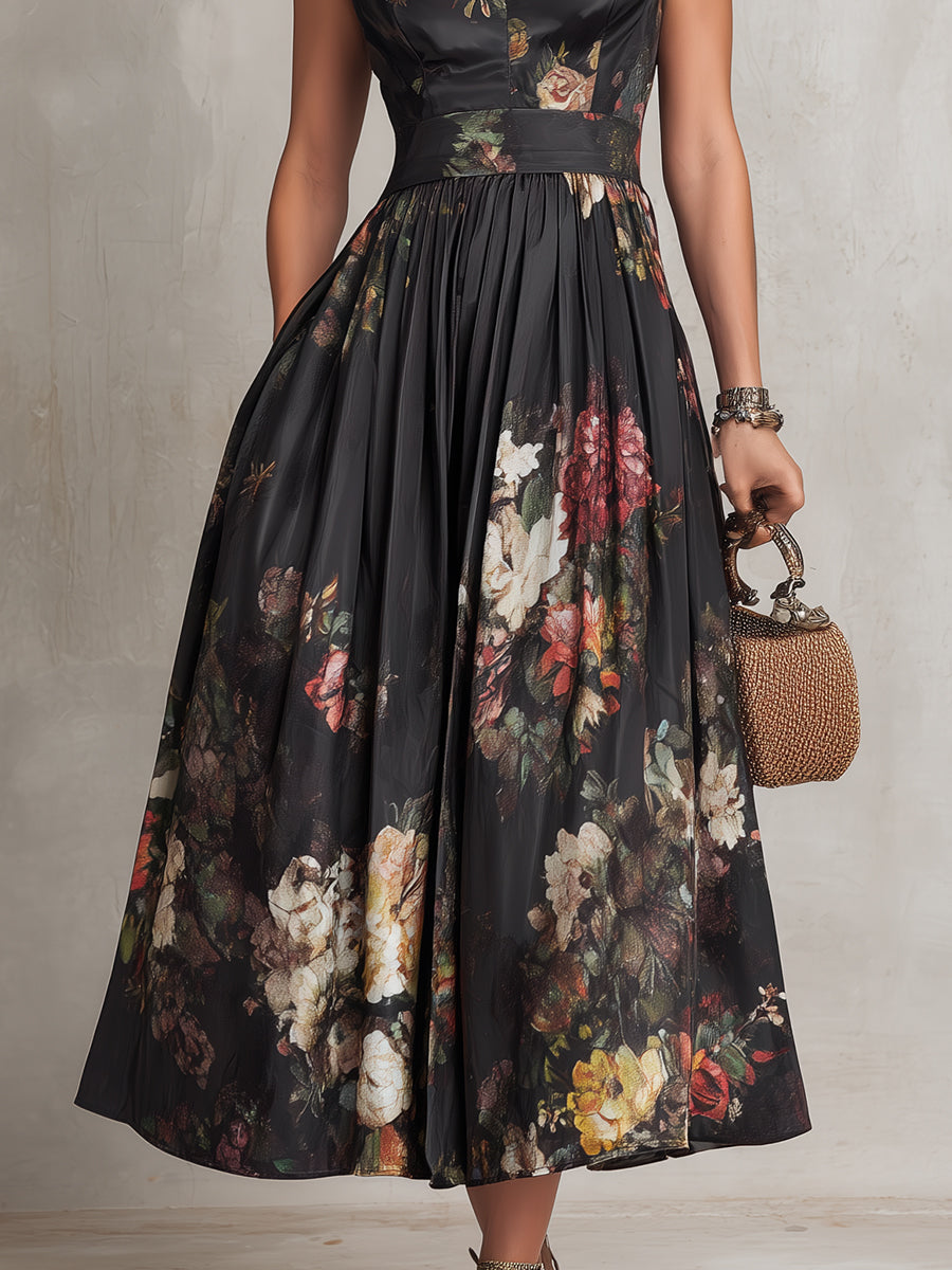 Vivian | Satin Fit-and-Flare Midi Dress