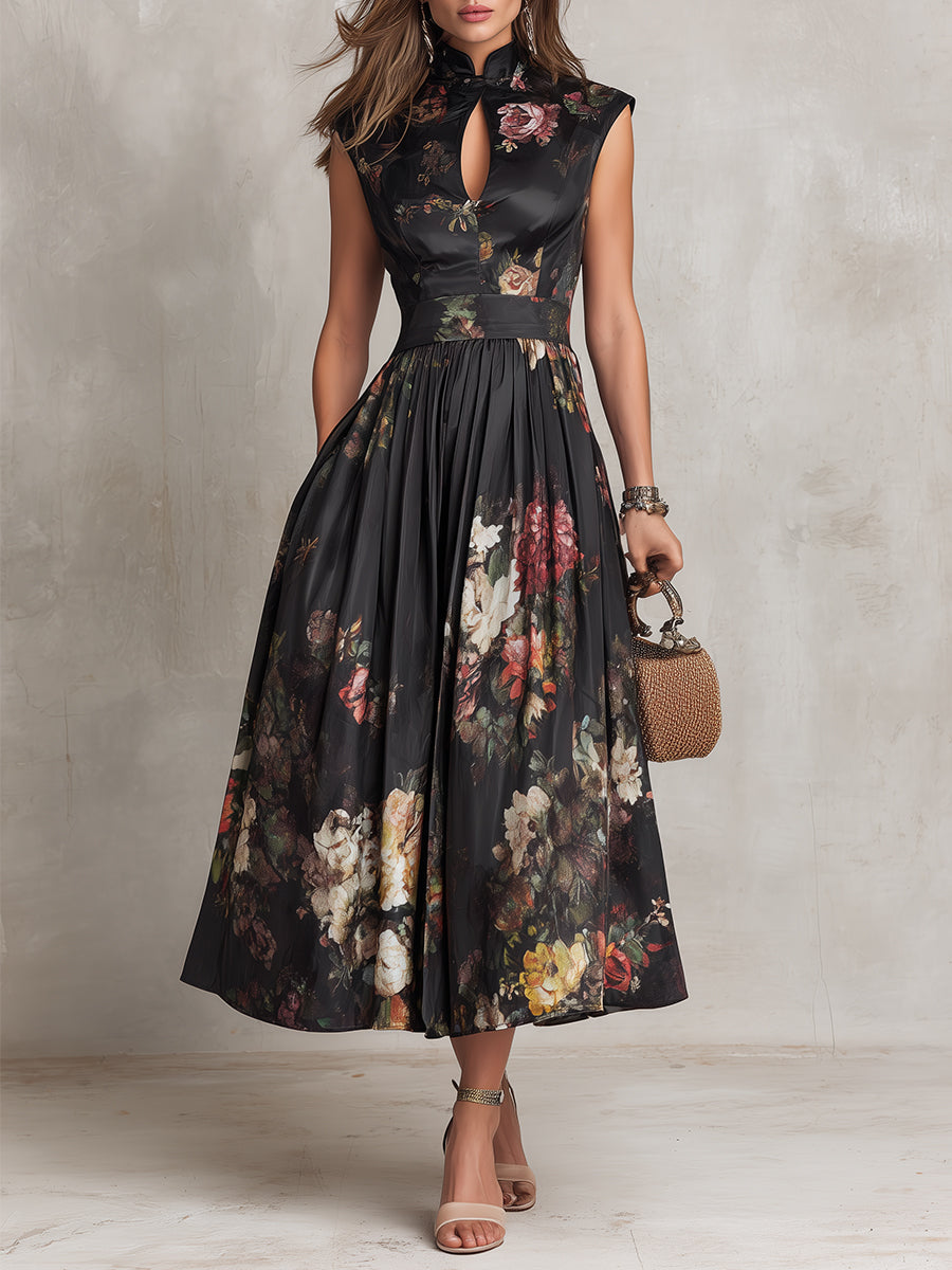 Vivian | Satin Fit-and-Flare Midi Dress