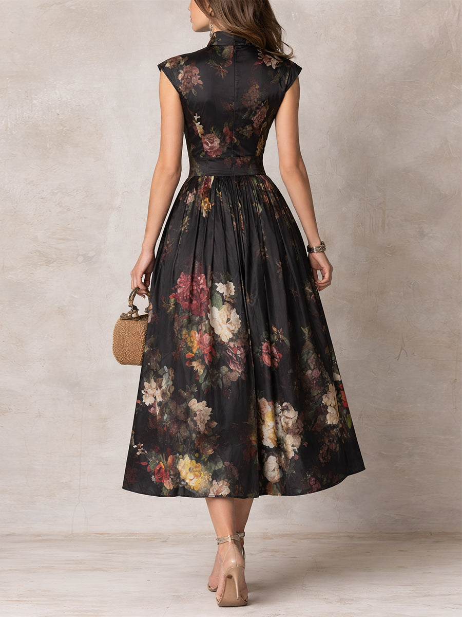 Vivian | Satin Fit-and-Flare Midi Dress