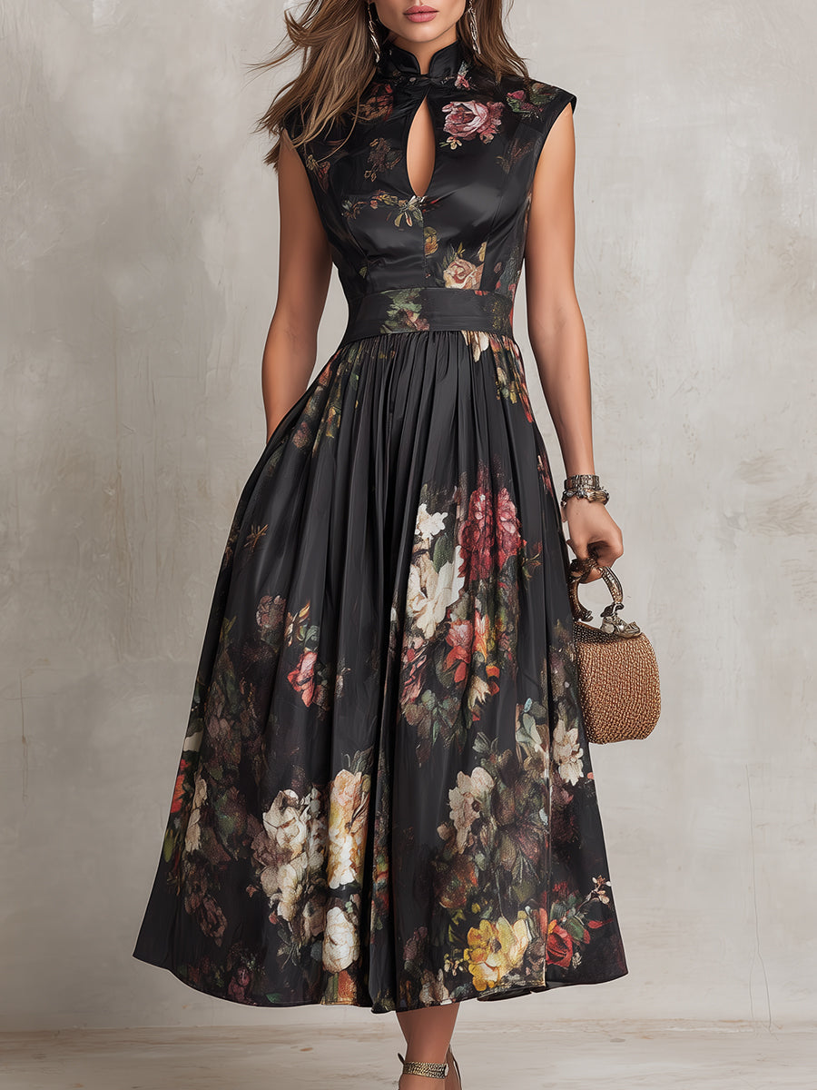 Vivian | Satin Fit-and-Flare Midi Dress