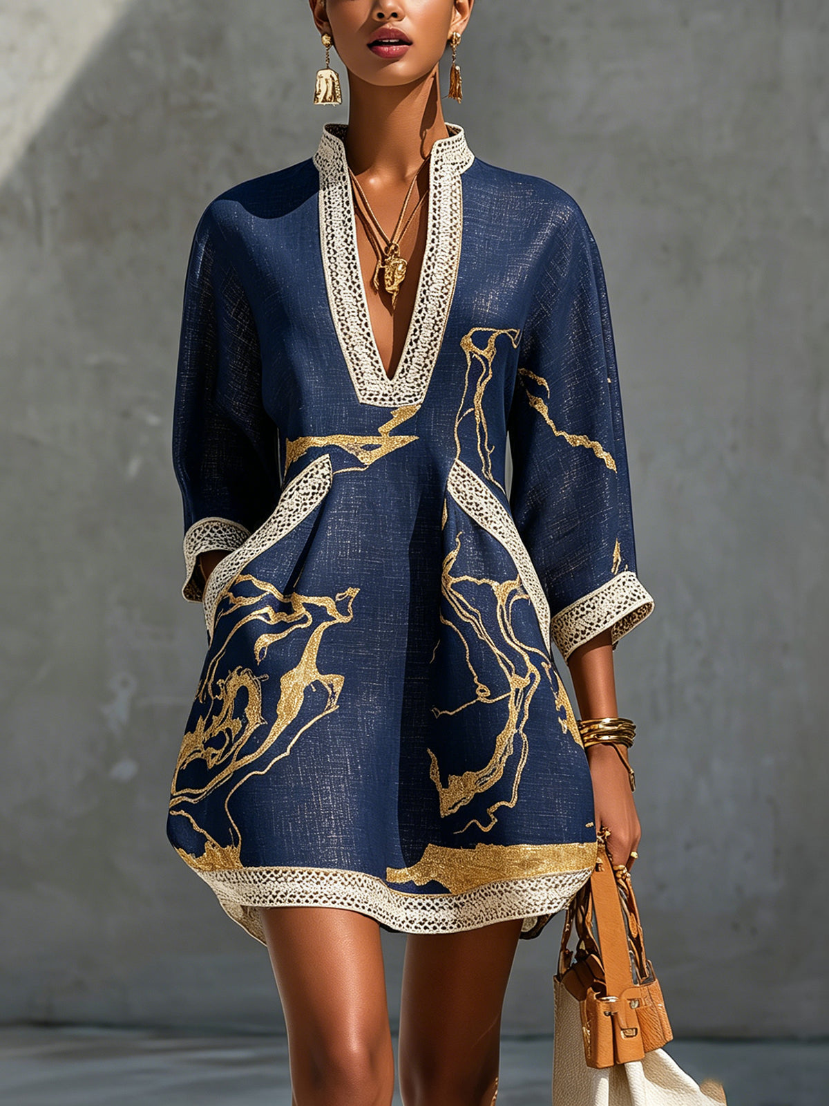 Naomi | Linen-Blend V-Neck Dress