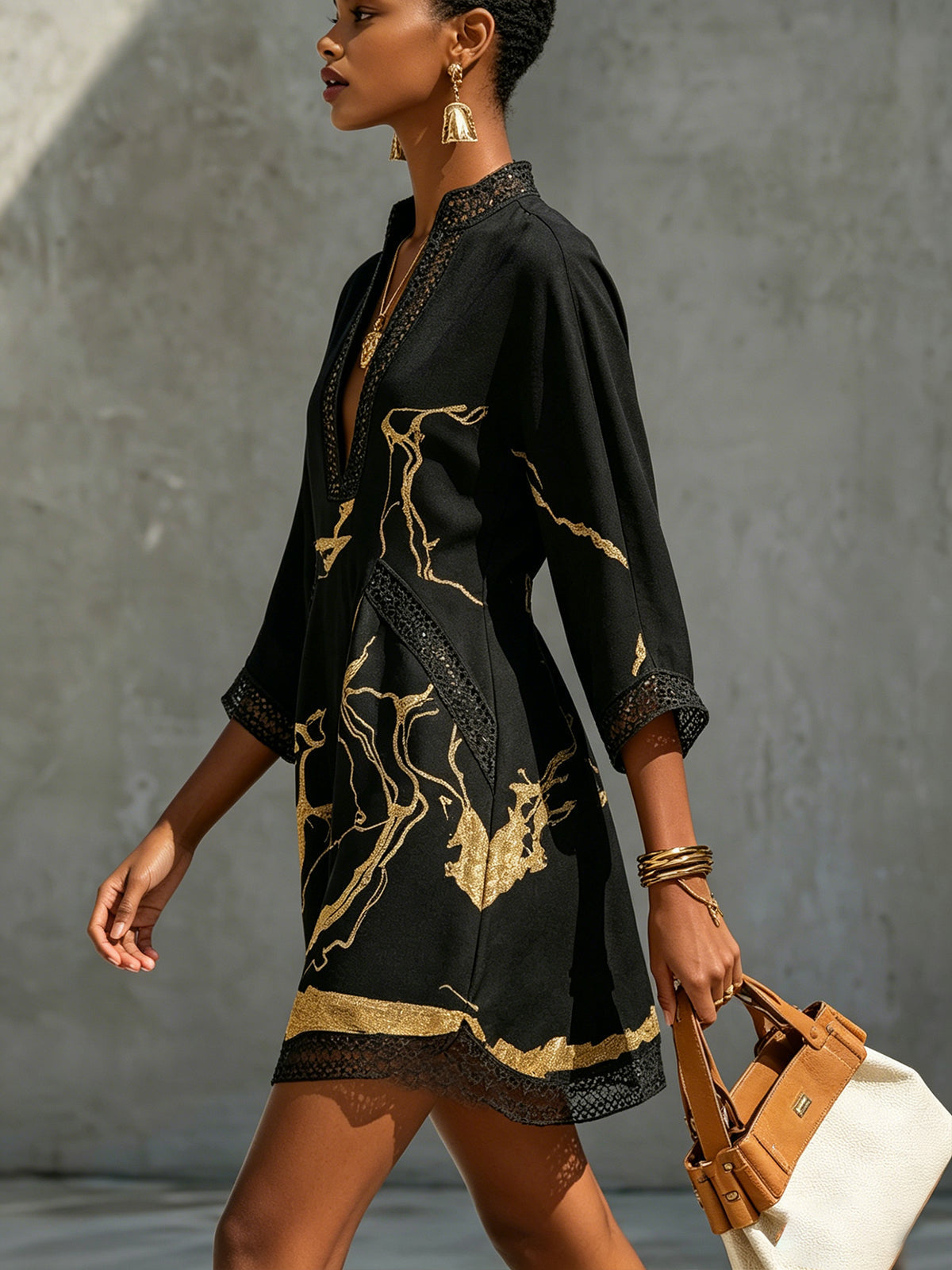 Naomi | Linen-Blend V-Neck Dress