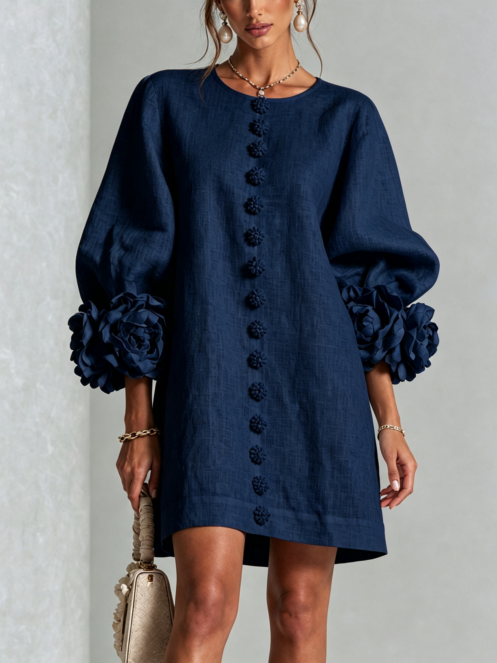 Imani | Textured Linen-Blend Mini Dress