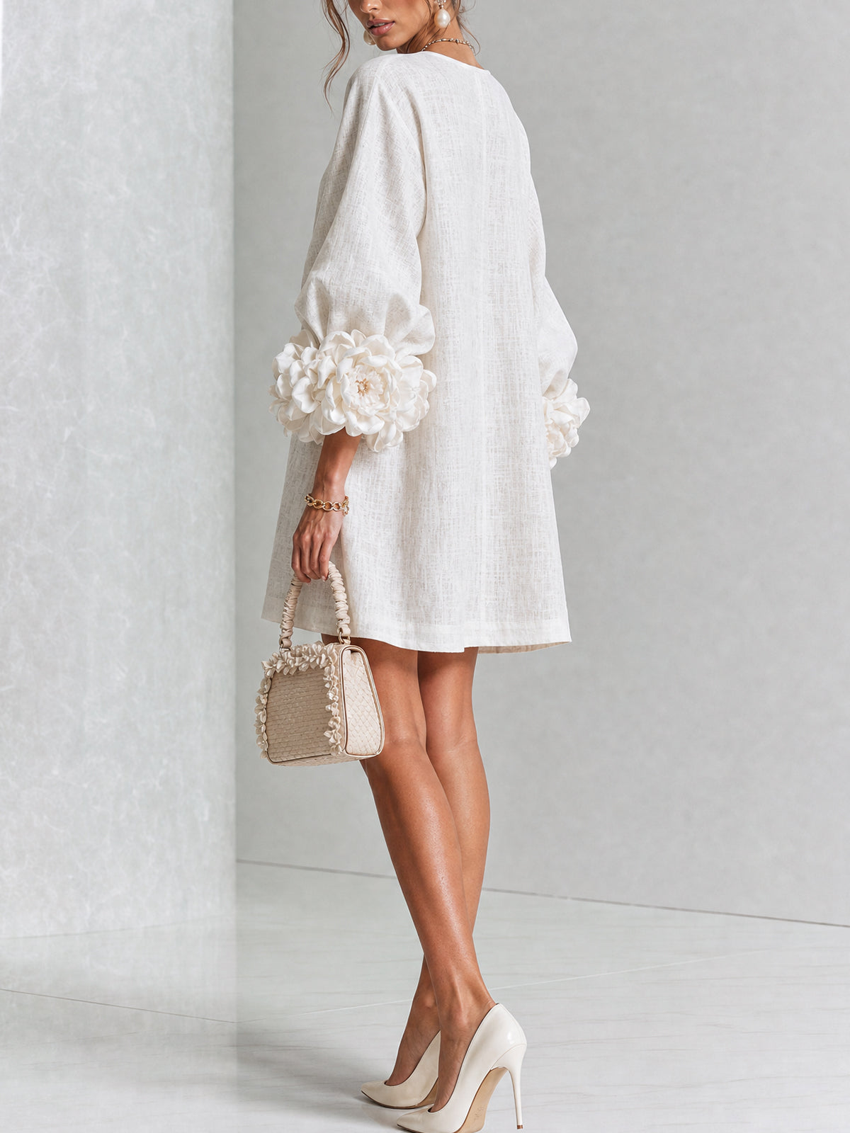 Imani | Textured Linen-Blend Mini Dress