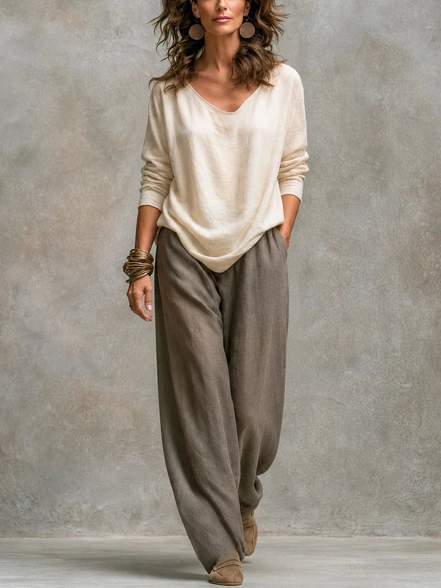Costanza Set di Tre Pezzi con Pantaloni Palazzo