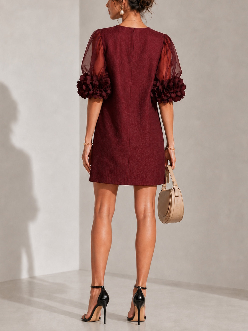 Philippa | Mini Abito con Maniche a Palloncino e Polsini Floreali