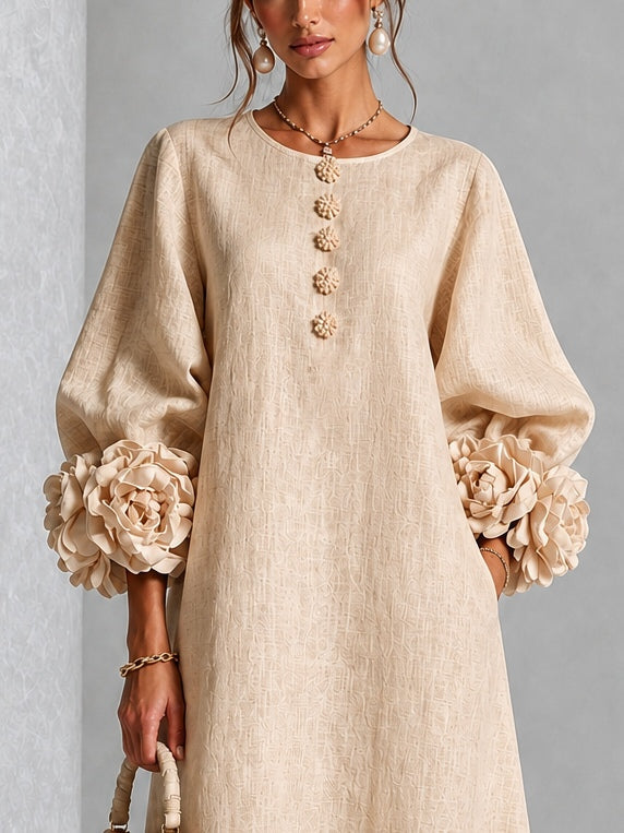 Rosanne | Abito Midi con Maniche a Rosetta