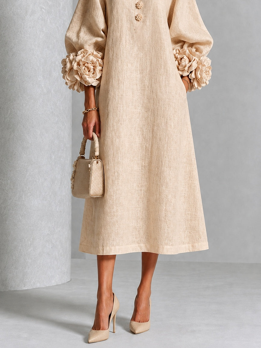 Rosanne | Abito Midi con Maniche a Rosetta