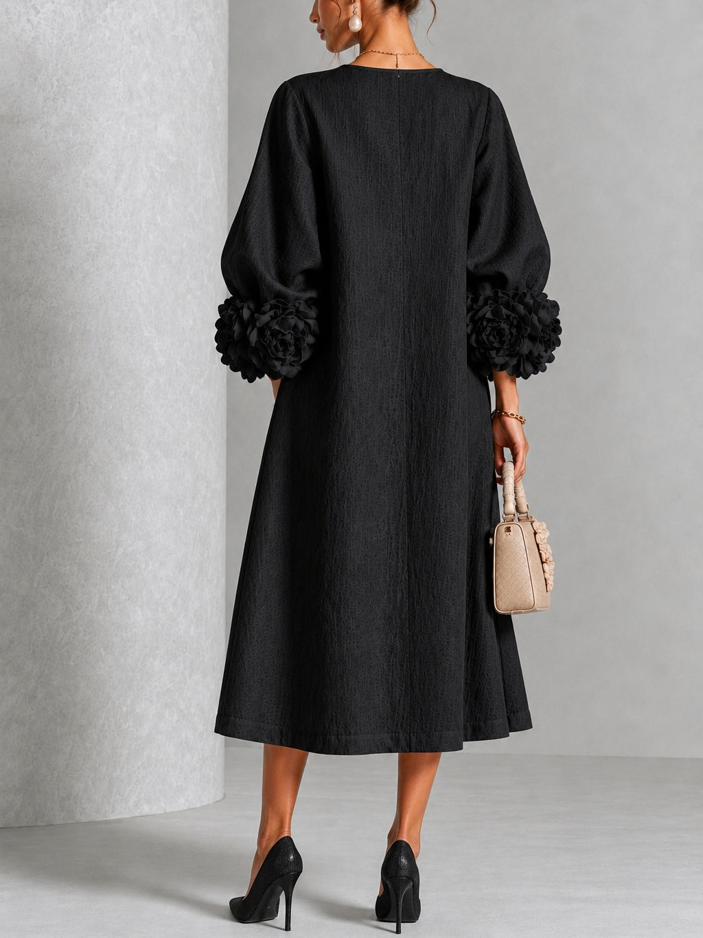 Adriana | Abito Midi con Maniche Floreali