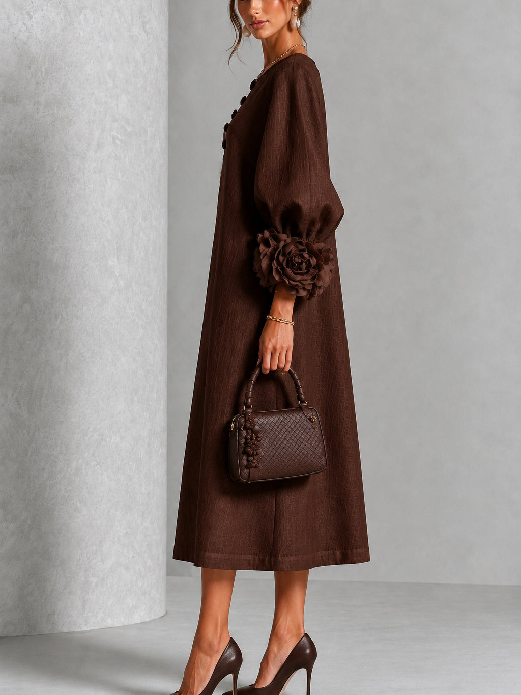Beverly | Vestito Midi con Maniche a Rosetta