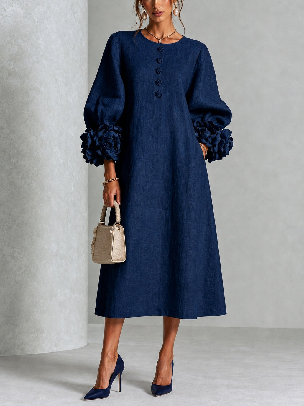 Danica | Abito Midi con Polsini Floreali