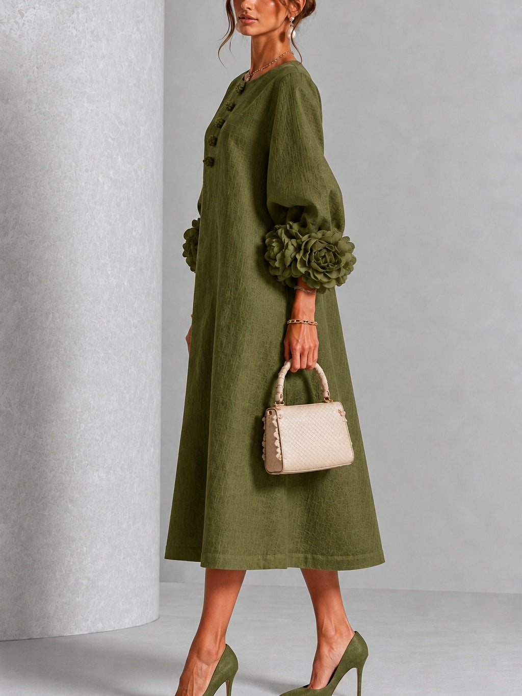 Wilhelmina | Abito Midi con Maniche a Fiori