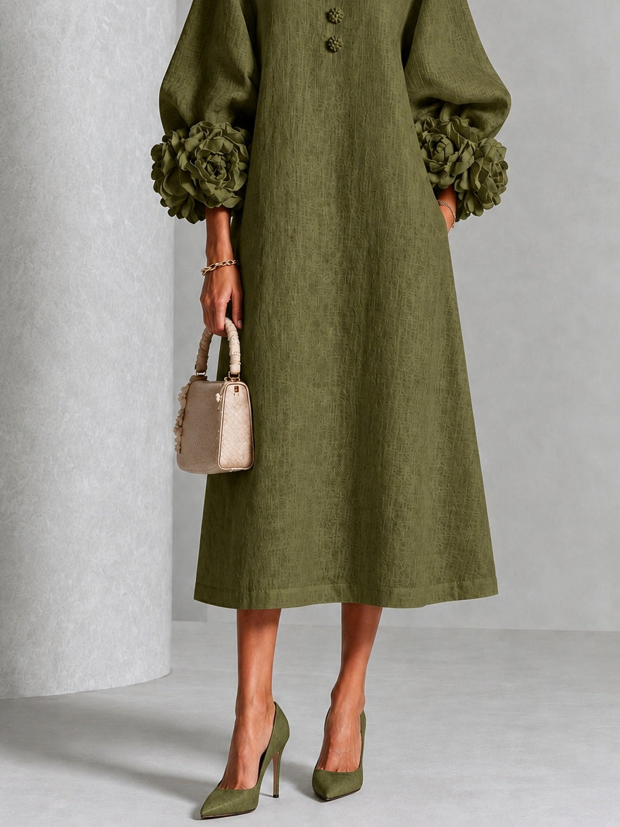 Wilhelmina | Abito Midi con Maniche a Fiori