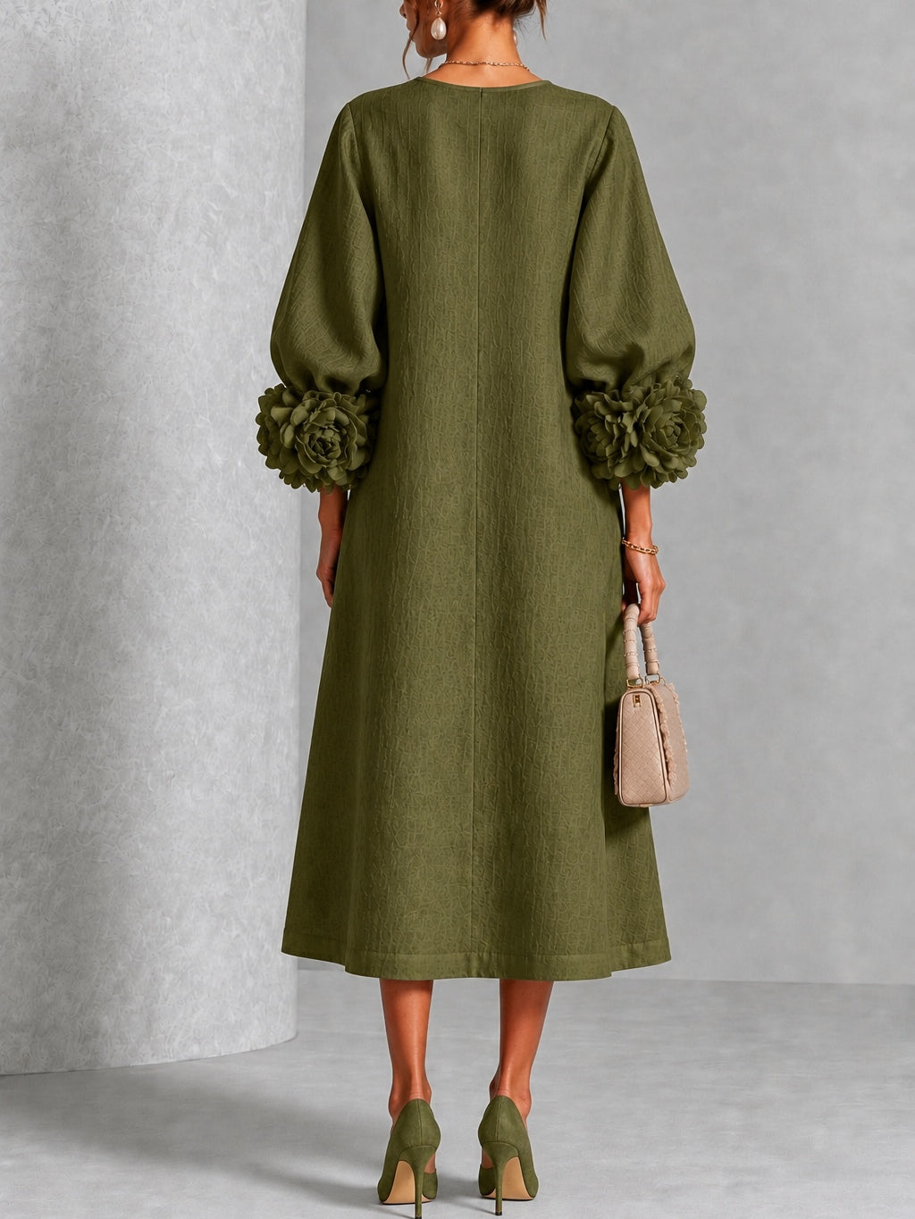 Wilhelmina | Abito Midi con Maniche a Fiori