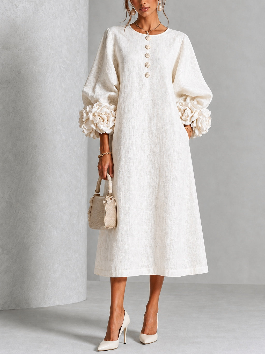 Henrietta | Abito Midi con Maniche Floreali