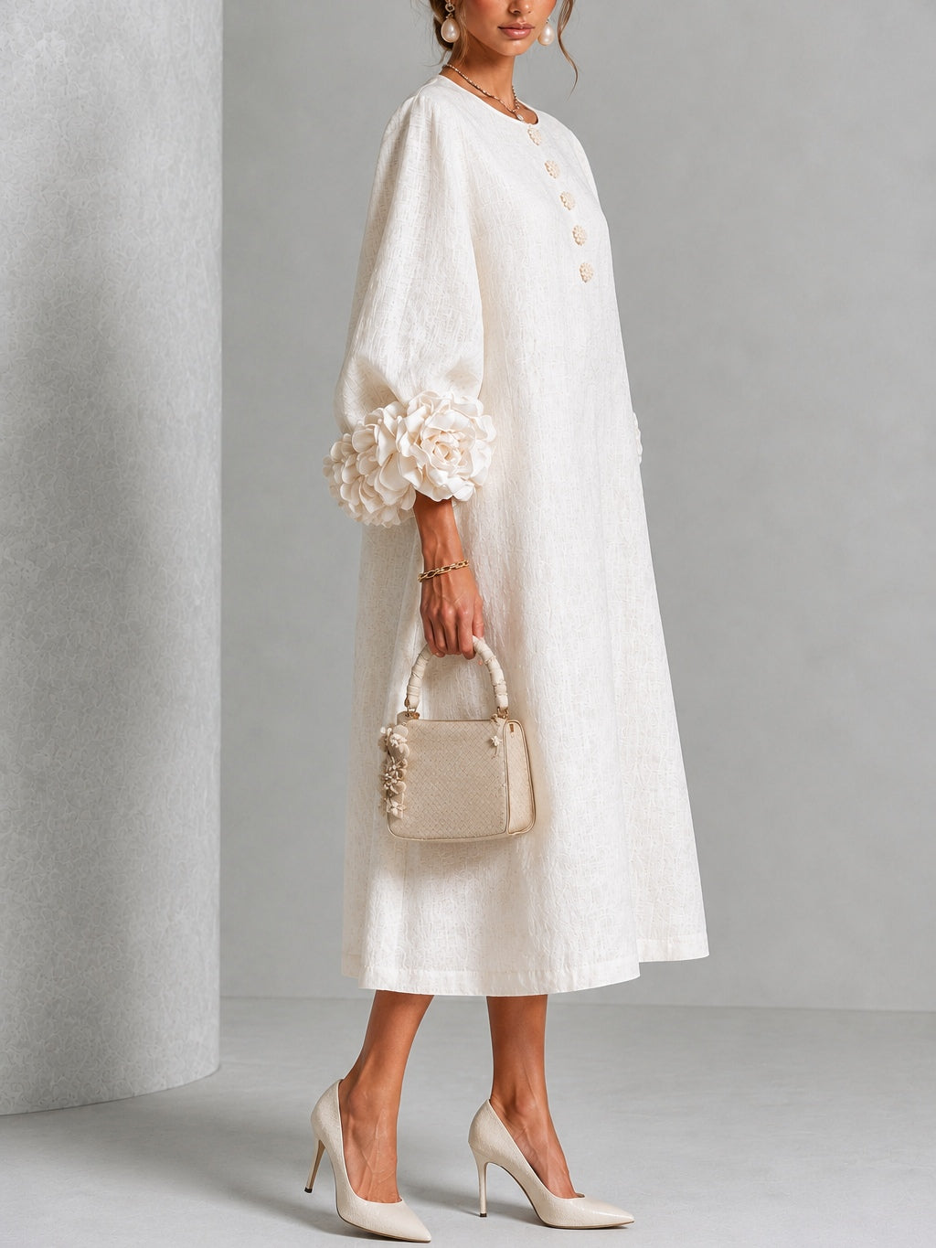 Henrietta | Abito Midi con Maniche Floreali