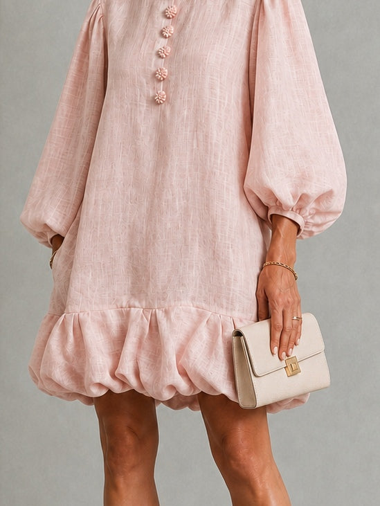 Rosalyn | Abito Mini con Maniche a Puff e Bottoni Floreali