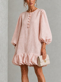 Rosalyn | Abito Mini con Maniche a Puff e Bottoni Floreali