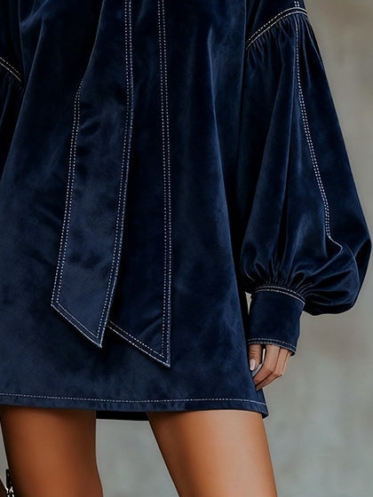 Tannia – Vestito Mini in Velluto con Fiocco